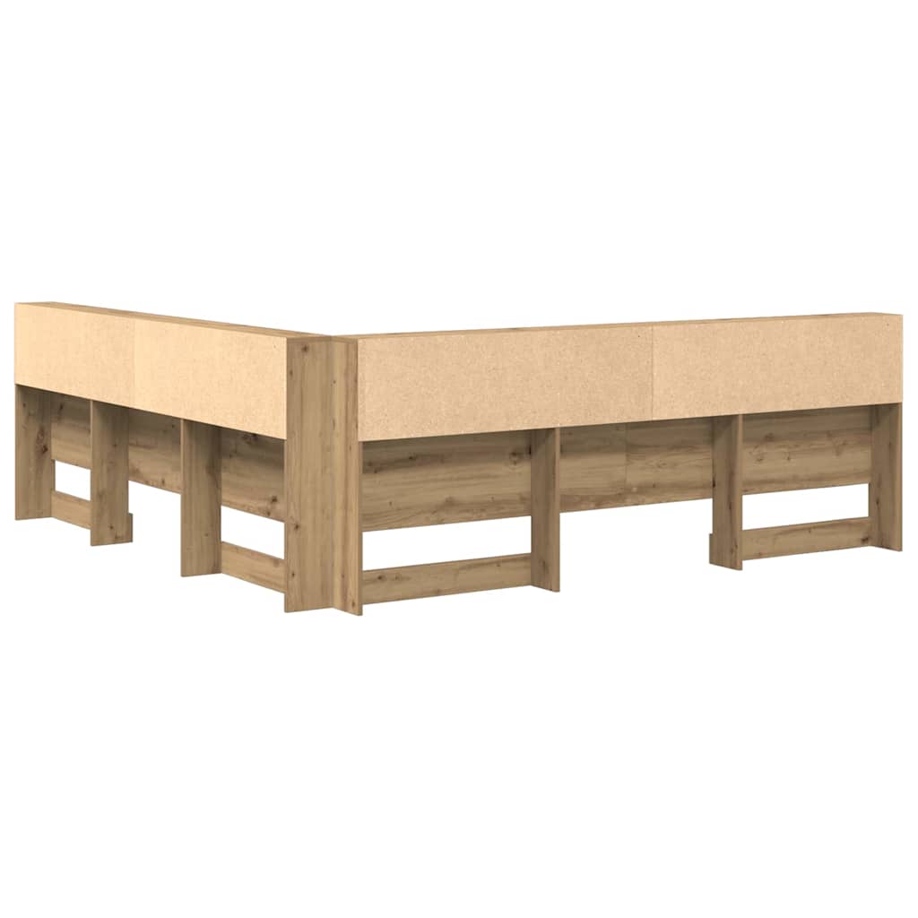 Opberghoofdbord met plank Artisan Eiken 200 cm Bewerkt hout is nu te koop bij PeponiXL, paradijselijk wonen!
