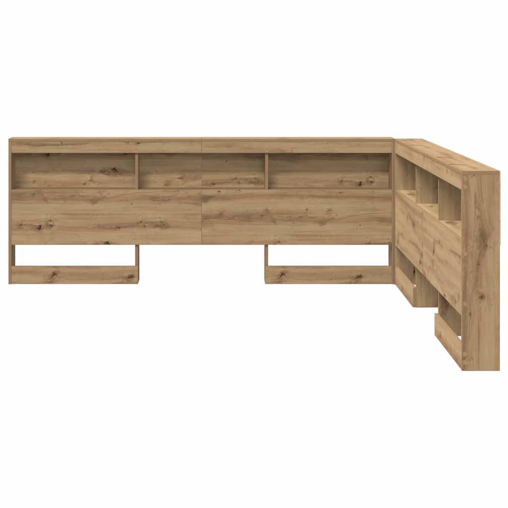 Opberghoofdbord met plank Artisan Eiken 200 cm Bewerkt hout is nu te koop bij PeponiXL, paradijselijk wonen!
