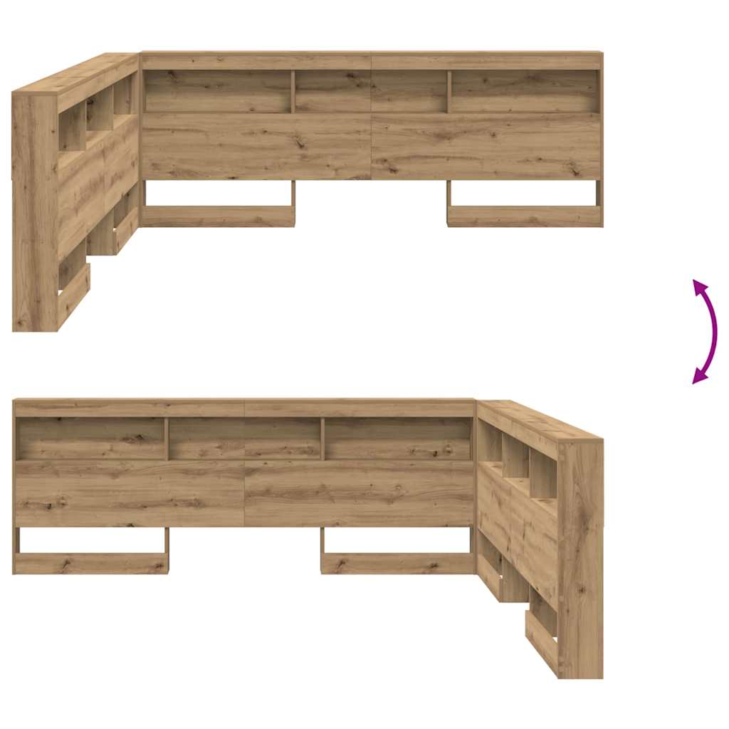 Opberghoofdbord met plank Artisan Eiken 200 cm Bewerkt hout is nu te koop bij PeponiXL, paradijselijk wonen!