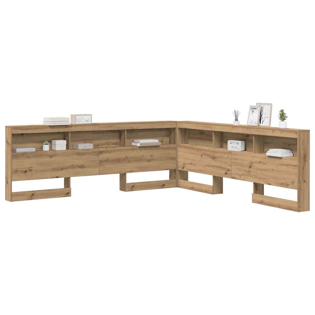 Opberghoofdbord met plank Artisan Eiken 200 cm Bewerkt hout is nu te koop bij PeponiXL, paradijselijk wonen!