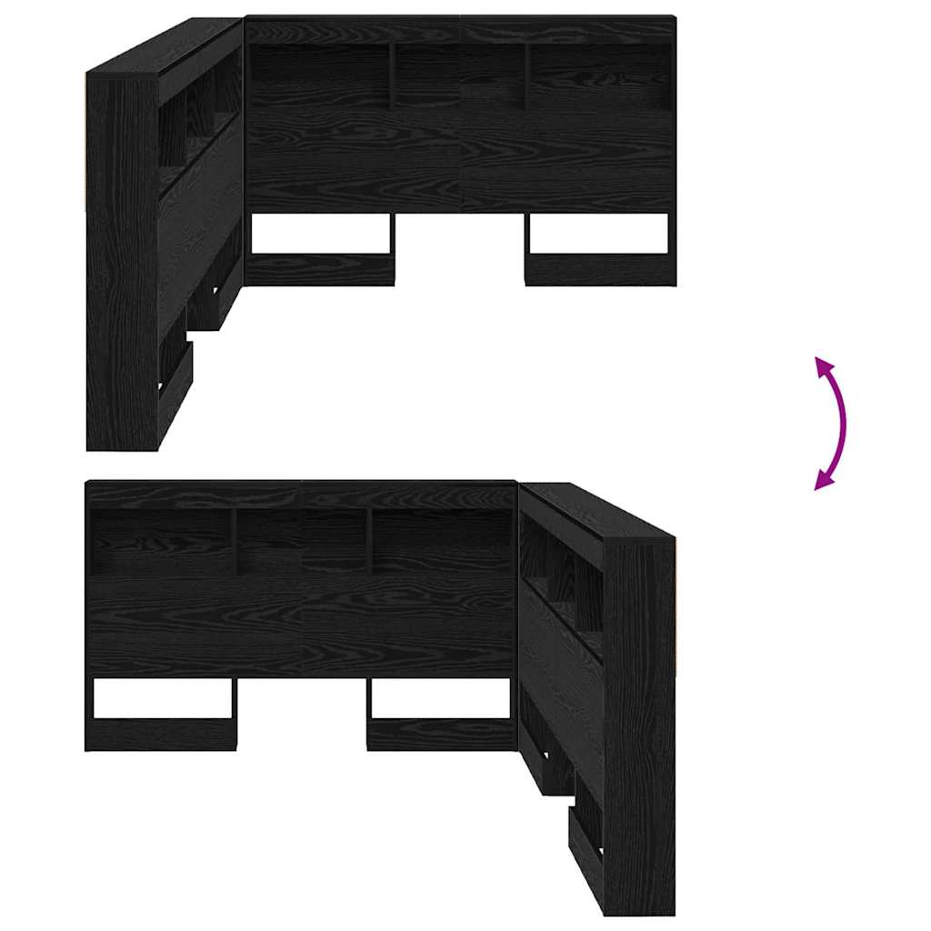 Opberghoofdbord met plank Zwart Eiken 120 cm Bewerkt hout is nu te koop bij PeponiXL, paradijselijk wonen!