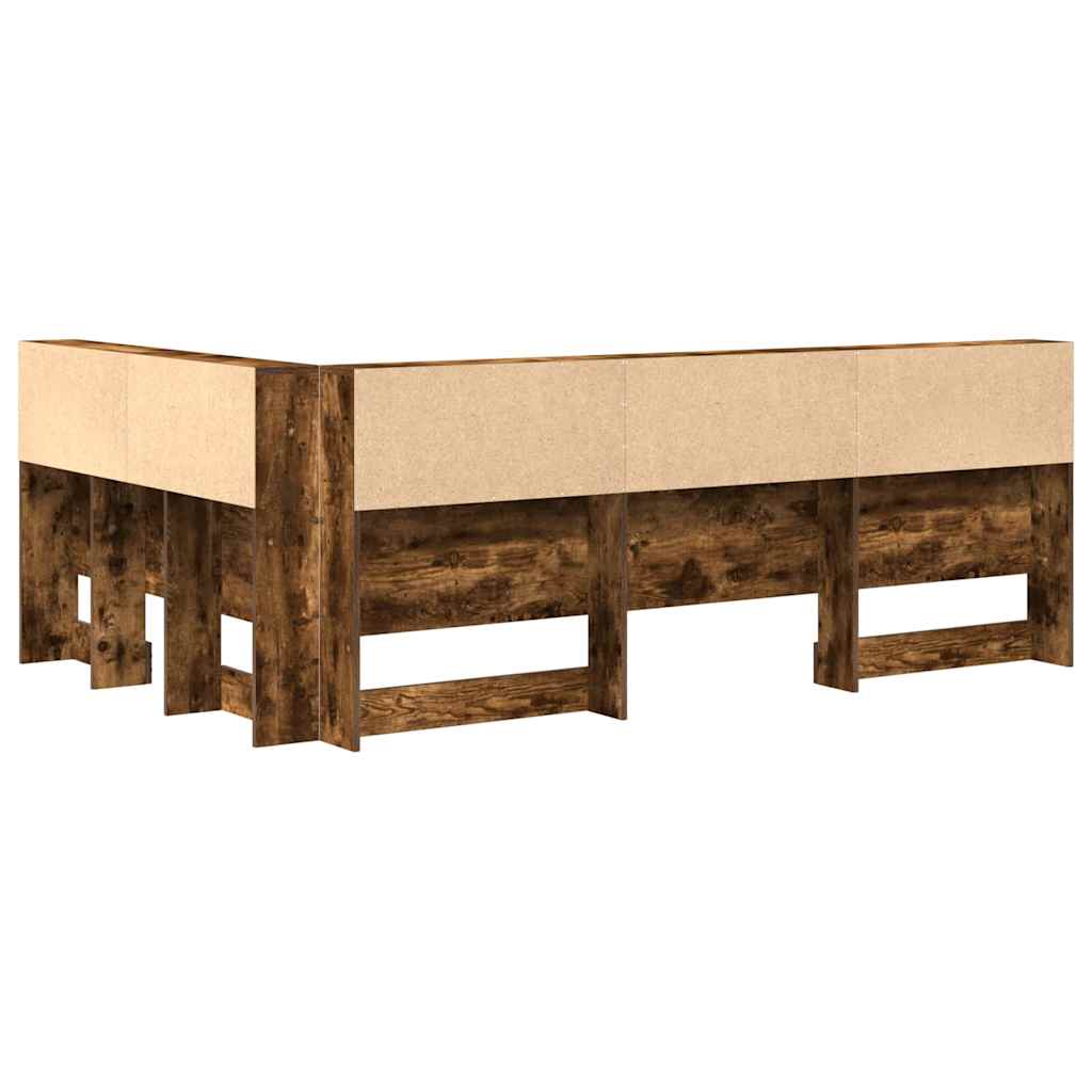 Opberghoofdbord met plank Gerookt eiken 120 cm Bewerkt hout is nu te koop bij PeponiXL, paradijselijk wonen!
