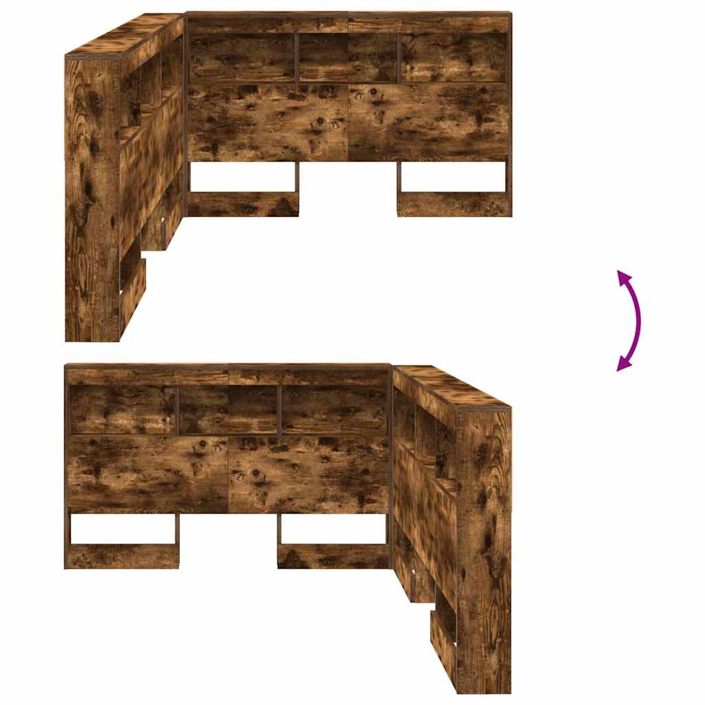 Opberghoofdbord met plank Gerookt eiken 120 cm Bewerkt hout is nu te koop bij PeponiXL, paradijselijk wonen!