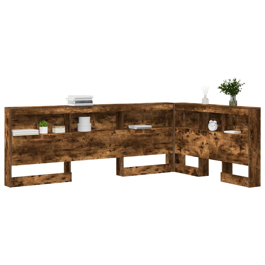 Opberghoofdbord met plank Gerookt eiken 120 cm Bewerkt hout is nu te koop bij PeponiXL, paradijselijk wonen!