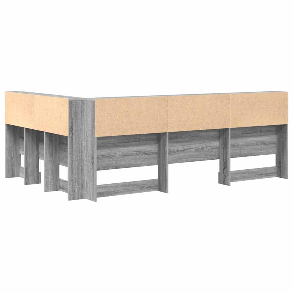 Opberghoofdbord met plank Grijs Sonoma 120 cm Bewerkt hout is nu te koop bij PeponiXL, paradijselijk wonen!