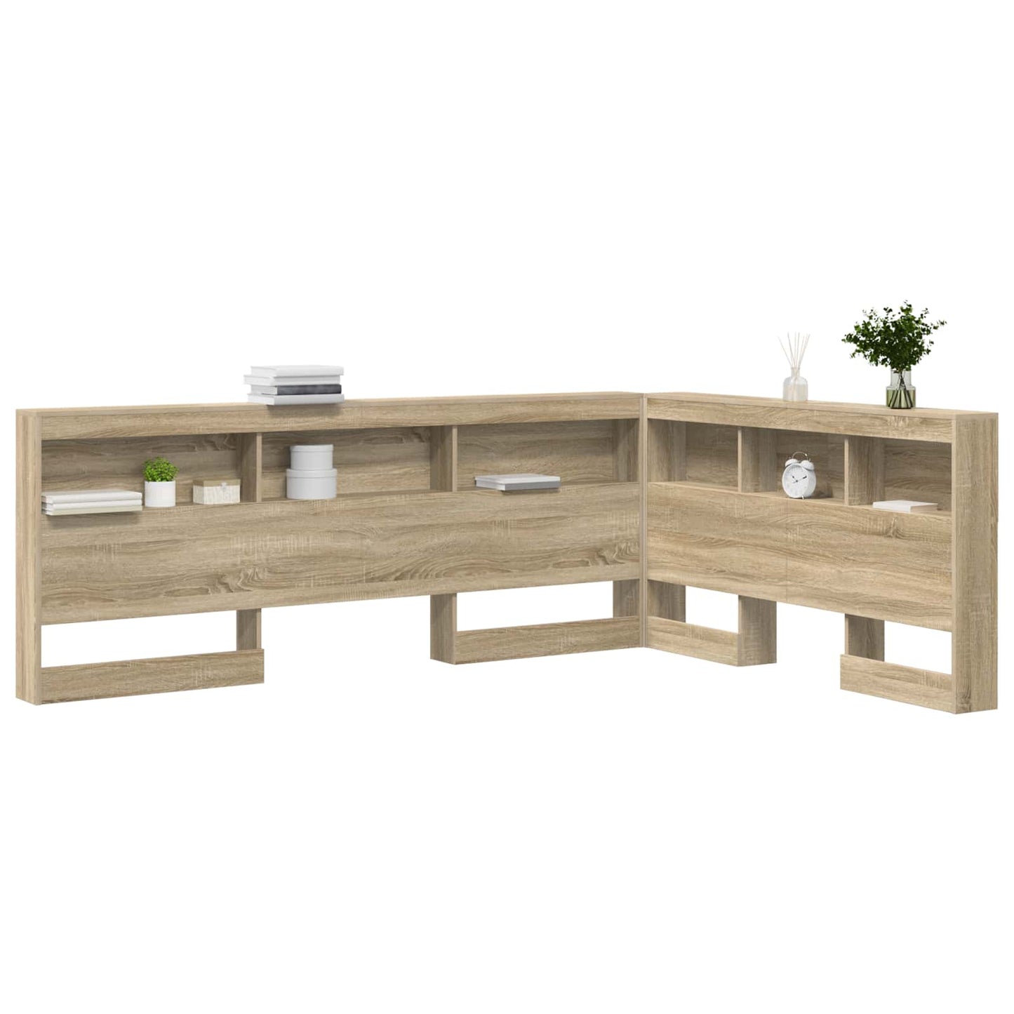Opberghoofdbord met plank Sonoma Eiken 140 cm Bewerkt hout
