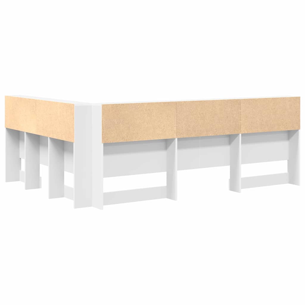 Opberghoofdbord met plank met opslag Wit 150 cm Bewerkt hout is nu te koop bij PeponiXL, paradijselijk wonen!