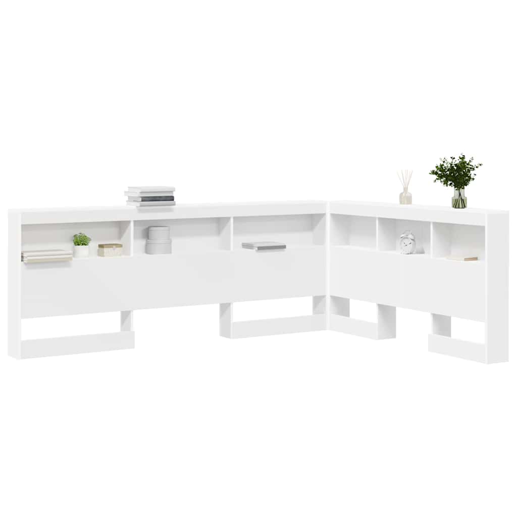 Opberghoofdbord met plank met opslag Wit 150 cm Bewerkt hout is nu te koop bij PeponiXL, paradijselijk wonen!