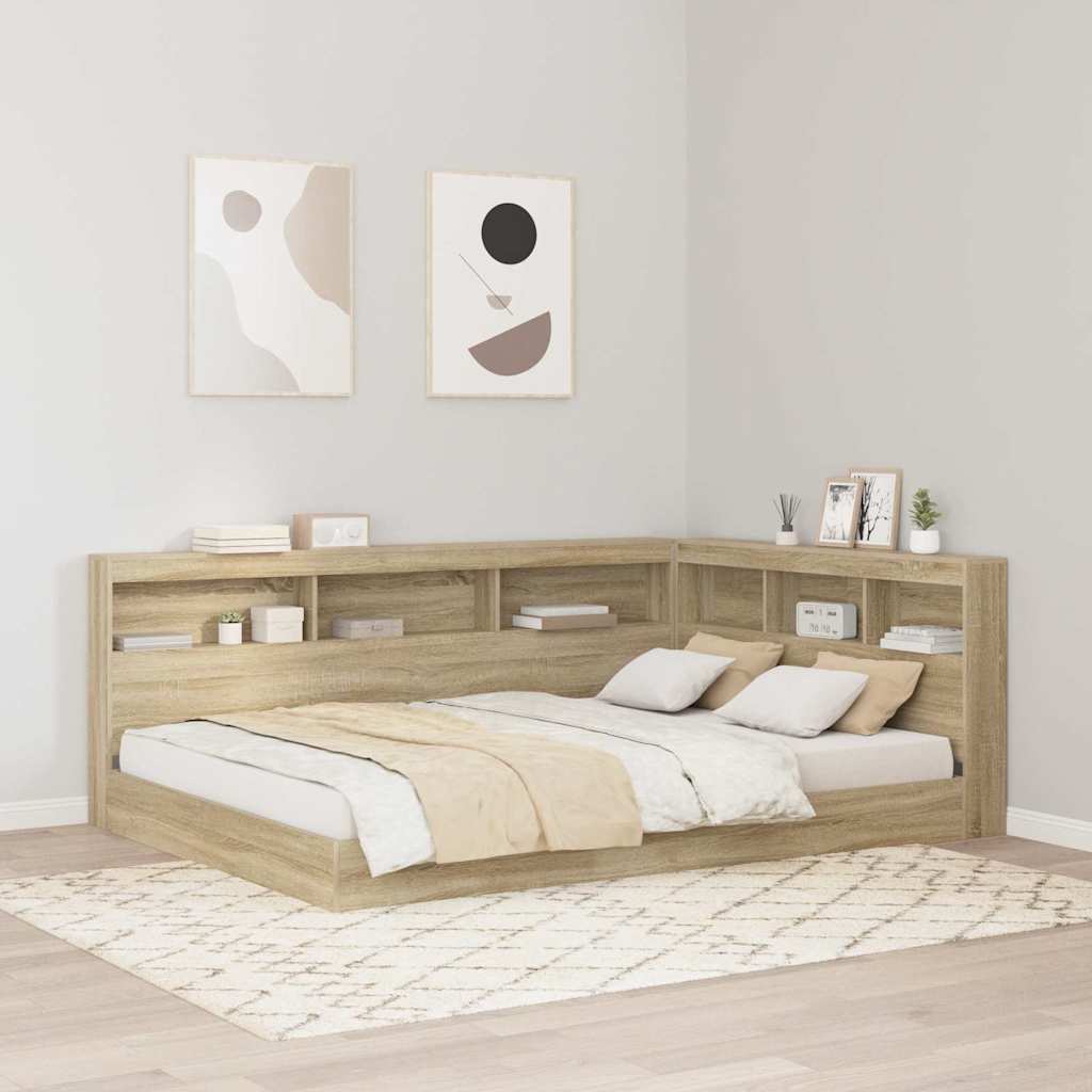 Opberghoofdbord met plank Sonoma Eiken 150 cm Bewerkt hout is nu te koop bij PeponiXL, paradijselijk wonen!