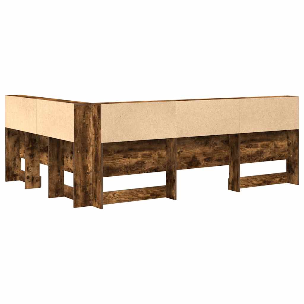 Opberghoofdbord met plank Gerookt eiken 150 cm Bewerkt hout is nu te koop bij PeponiXL, paradijselijk wonen!