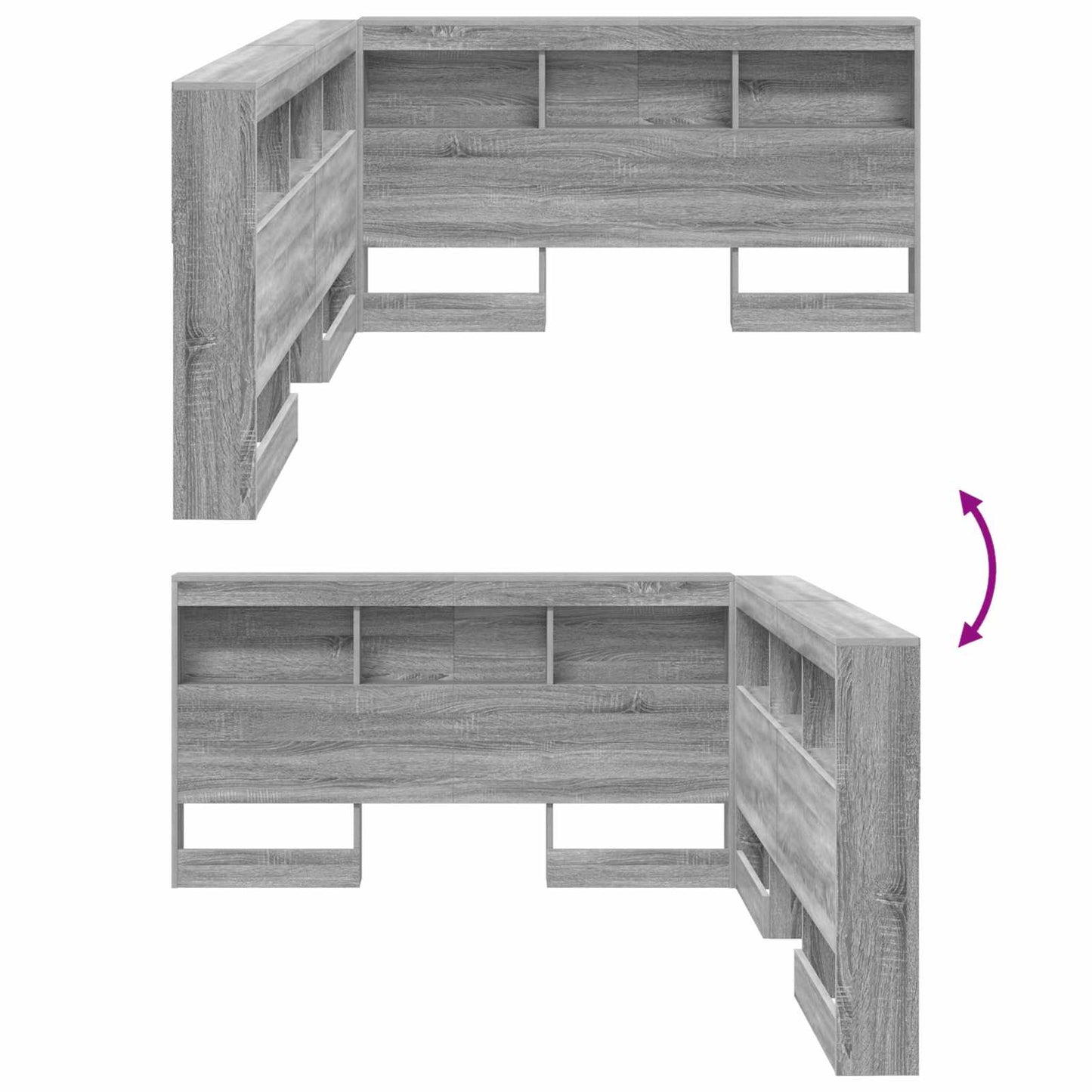 Opberghoofdbord met plank Grijs Sonoma 150 cm Bewerkt hout is nu te koop bij PeponiXL, paradijselijk wonen!
