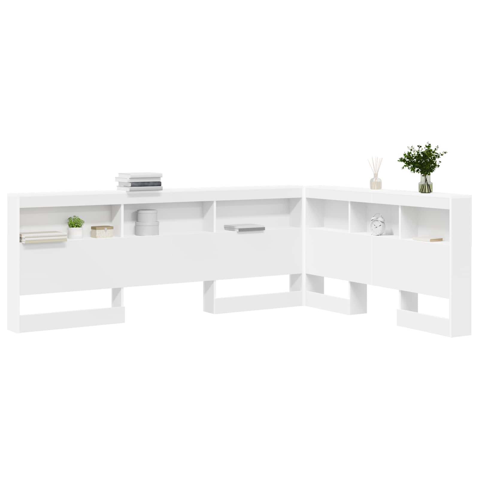 Opberghoofdbord met plank met opslag Wit 160 cm Bewerkt hout is nu te koop bij PeponiXL, paradijselijk wonen!