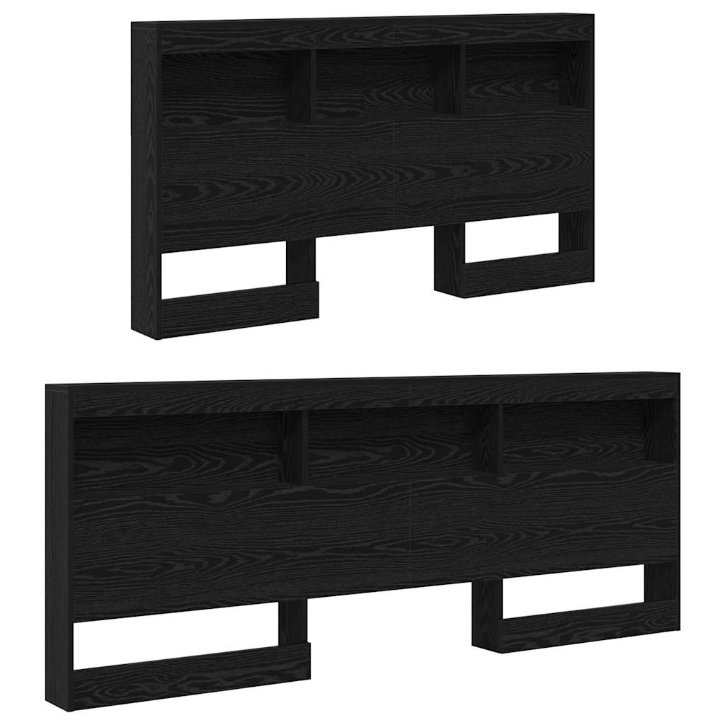 Opberghoofdbord met plank Zwart Eiken 160 cm Bewerkt hout is nu te koop bij PeponiXL, paradijselijk wonen!