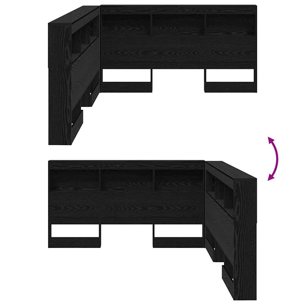Opberghoofdbord met plank Zwart Eiken 160 cm Bewerkt hout is nu te koop bij PeponiXL, paradijselijk wonen!