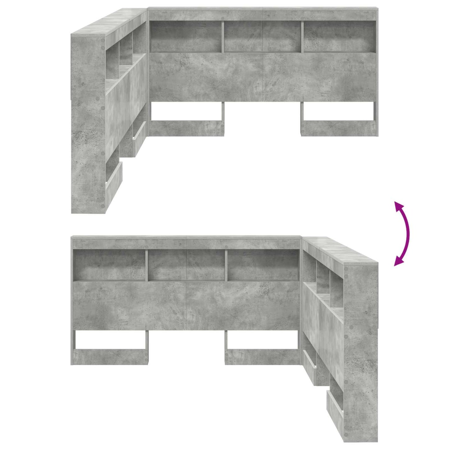 Opberghoofdbord met plank Beton Grijs 160 cm Bewerkt hout is nu te koop bij PeponiXL, paradijselijk wonen!