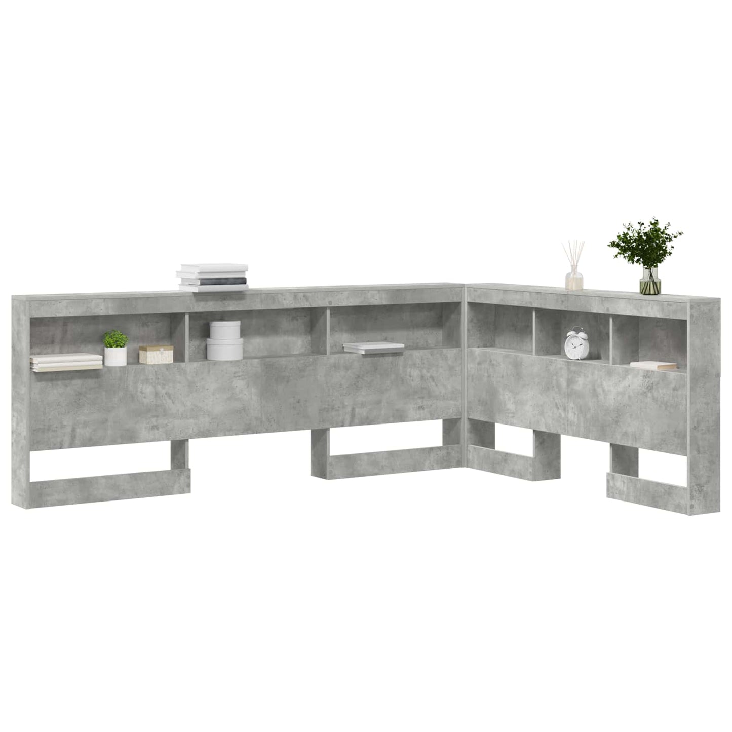 Opberghoofdbord met plank Beton Grijs 160 cm Bewerkt hout is nu te koop bij PeponiXL, paradijselijk wonen!