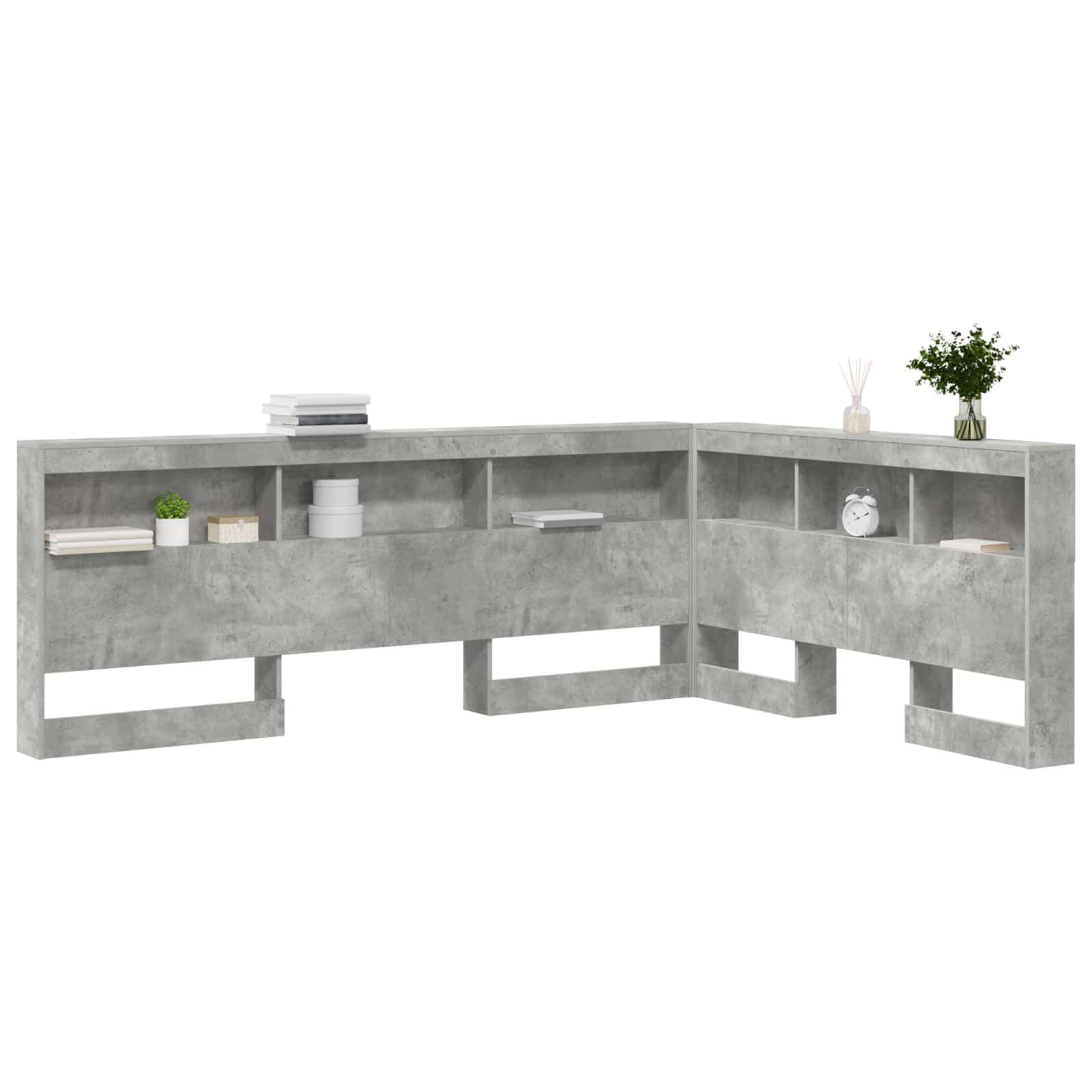 Opberghoofdbord met plank Beton Grijs 160 cm Bewerkt hout is nu te koop bij PeponiXL, paradijselijk wonen!