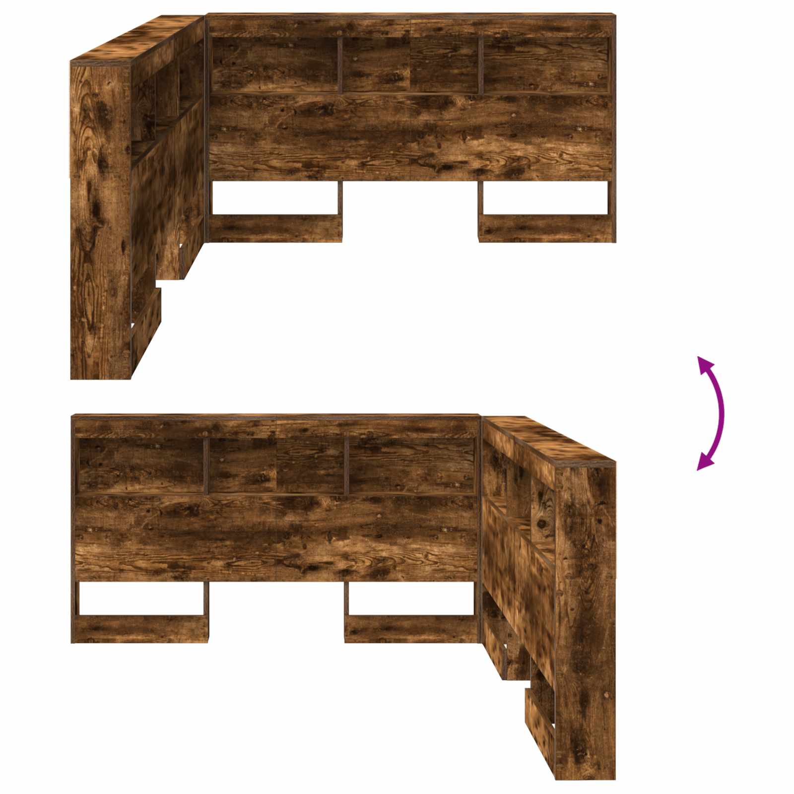 Opberghoofdbord met plank Gerookt eiken 160 cm Bewerkt hout is nu te koop bij PeponiXL, paradijselijk wonen!