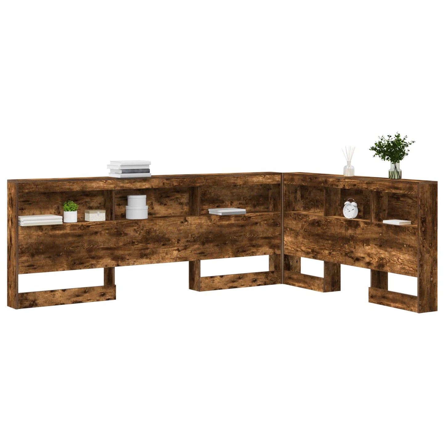 Opberghoofdbord met plank Gerookt eiken 160 cm Bewerkt hout is nu te koop bij PeponiXL, paradijselijk wonen!