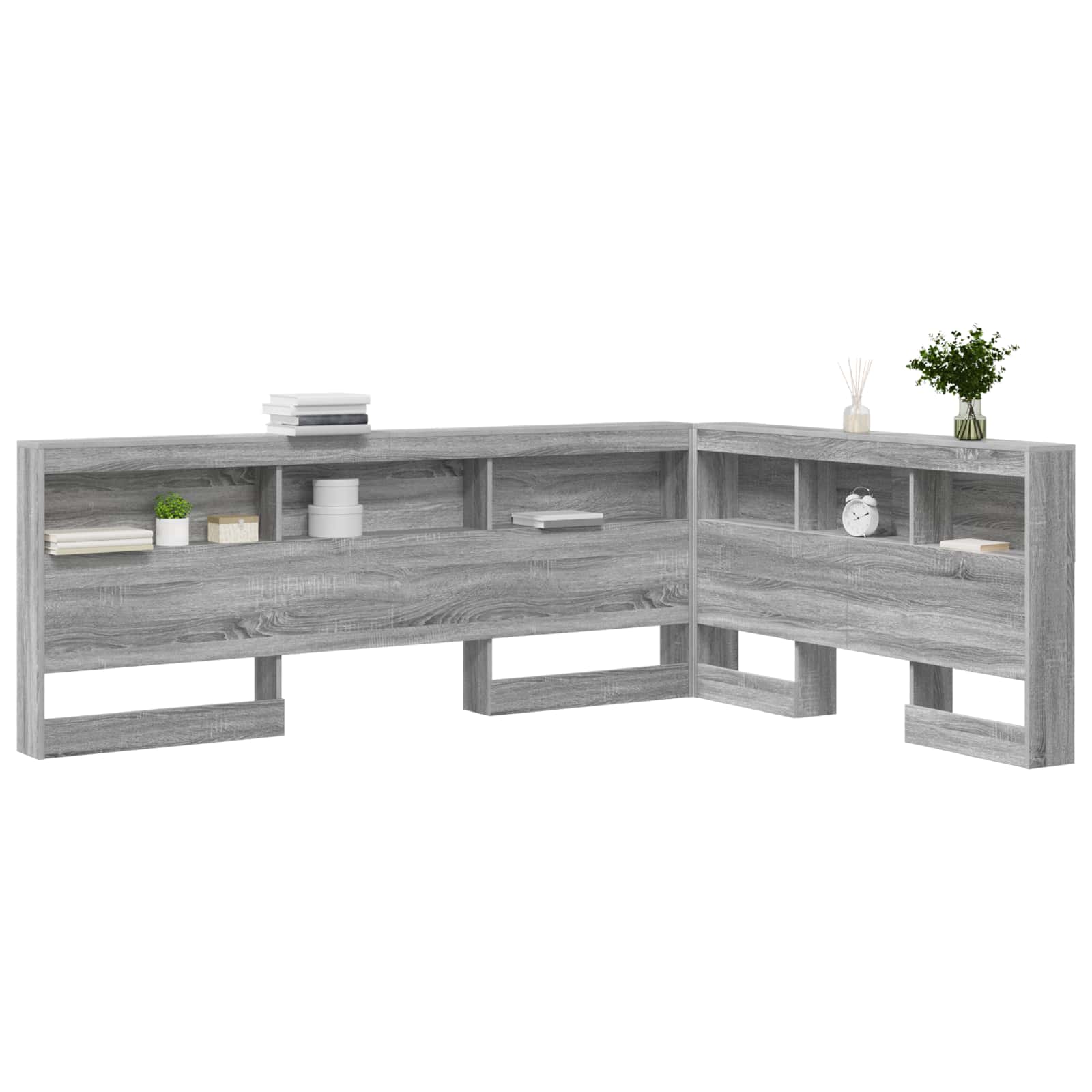 Opberghoofdbord met plank Grijs Sonoma 160 cm Bewerkt hout is nu te koop bij PeponiXL, paradijselijk wonen!