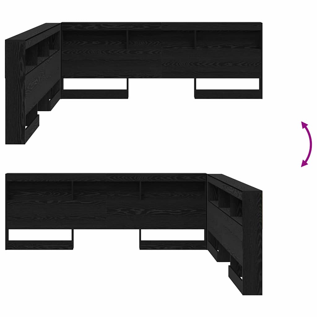 Opberghoofdbord met plank Zwart Eiken 180 cm Bewerkt hout is nu te koop bij PeponiXL, paradijselijk wonen!