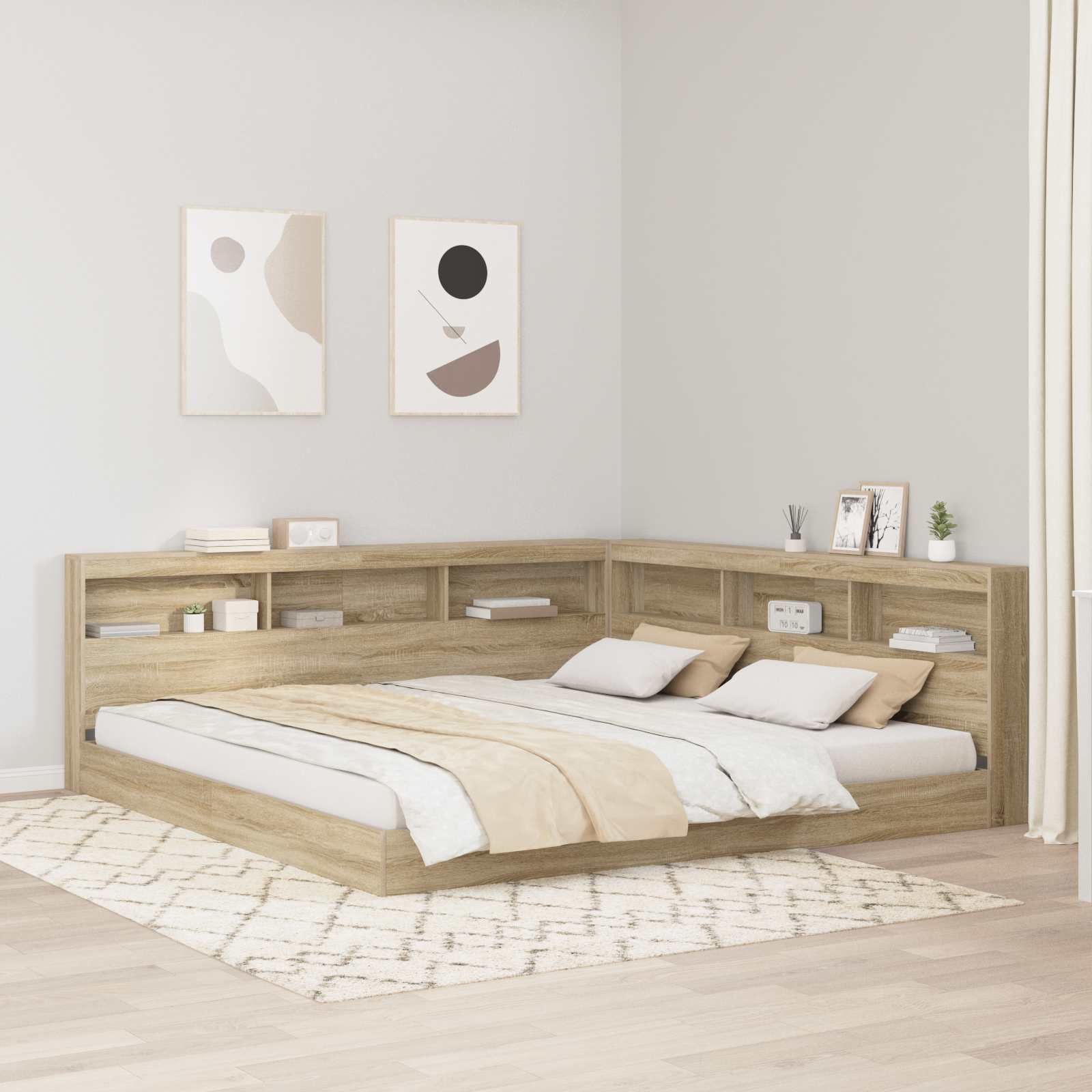 Opberghoofdbord met plank Sonoma Eiken 180 cm Bewerkt hout is nu te koop bij PeponiXL, paradijselijk wonen!