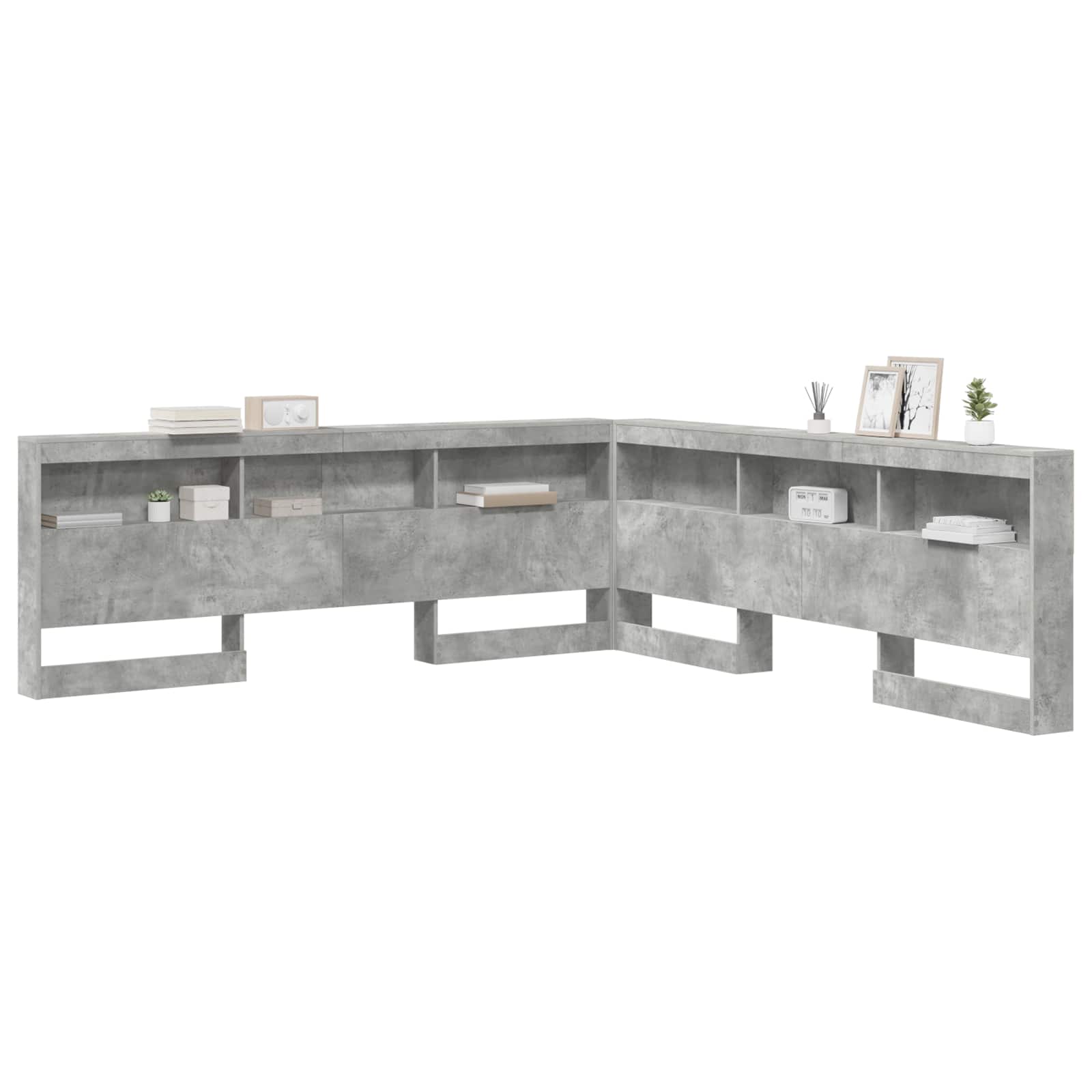 Opberghoofdbord met plank Beton Grijs 180 cm Bewerkt hout is nu te koop bij PeponiXL, paradijselijk wonen!