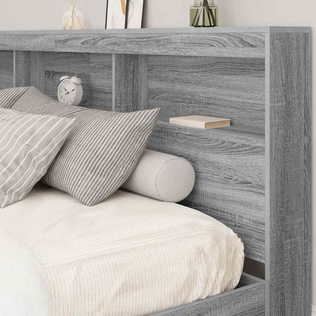 Opberghoofdbord met plank Grijs Sonoma 180 cm Bewerkt hout is nu te koop bij PeponiXL, paradijselijk wonen!