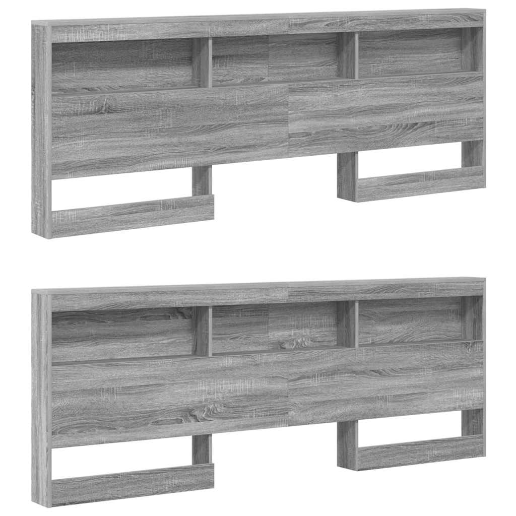 Opberghoofdbord met plank Grijs Sonoma 180 cm Bewerkt hout is nu te koop bij PeponiXL, paradijselijk wonen!