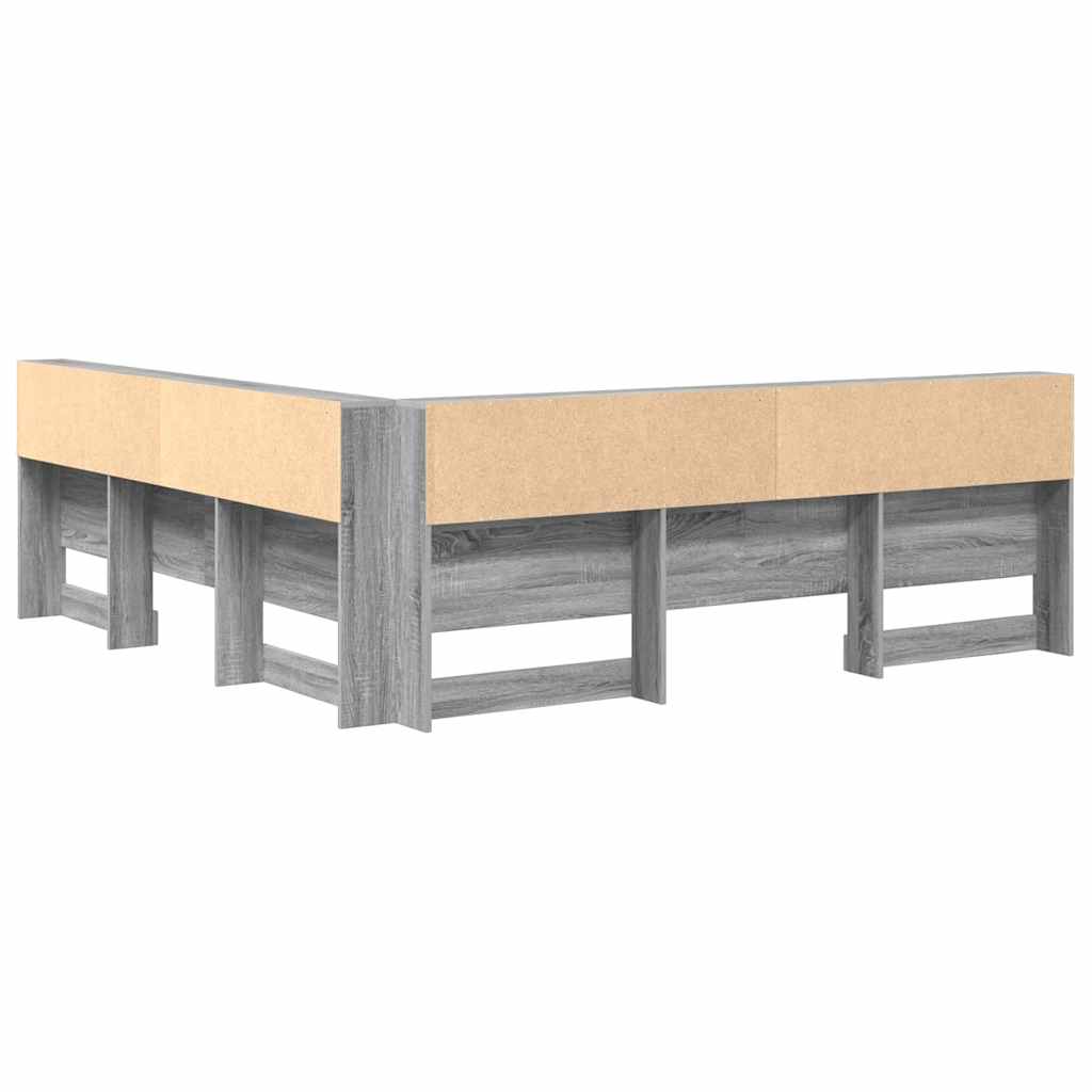 Opberghoofdbord met plank Grijs Sonoma 180 cm Bewerkt hout is nu te koop bij PeponiXL, paradijselijk wonen!