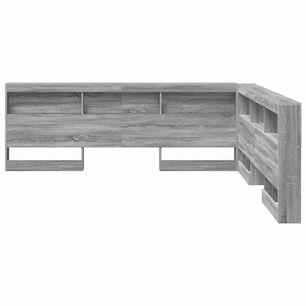 Opberghoofdbord met plank Grijs Sonoma 180 cm Bewerkt hout is nu te koop bij PeponiXL, paradijselijk wonen!