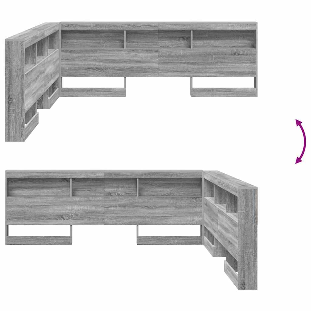 Opberghoofdbord met plank Grijs Sonoma 180 cm Bewerkt hout is nu te koop bij PeponiXL, paradijselijk wonen!
