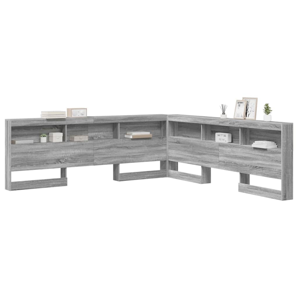 Opberghoofdbord met plank Grijs Sonoma 180 cm Bewerkt hout is nu te koop bij PeponiXL, paradijselijk wonen!