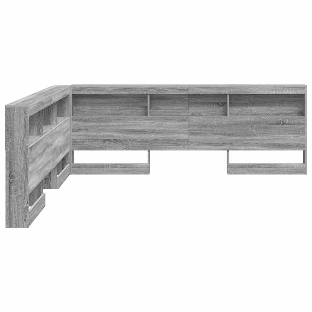 Opberghoofdbord met plank Grijs Sonoma 180 cm Bewerkt hout is nu te koop bij PeponiXL, paradijselijk wonen!