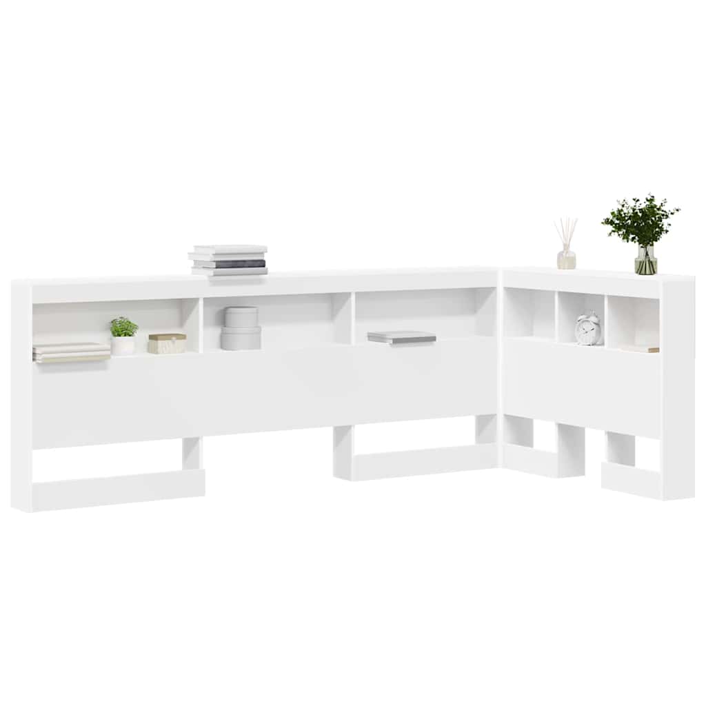 Opberghoofdbord met plank met hoofdeinde Wit 90 cm Bewerkt hout is nu te koop bij PeponiXL, paradijselijk wonen!