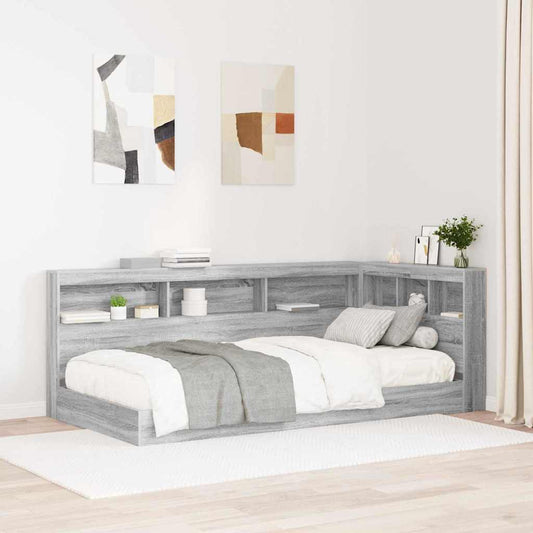Opberghoofdbord met plank Grijs Sonoma 90 cm Bewerkt hout is nu te koop bij PeponiXL, paradijselijk wonen!