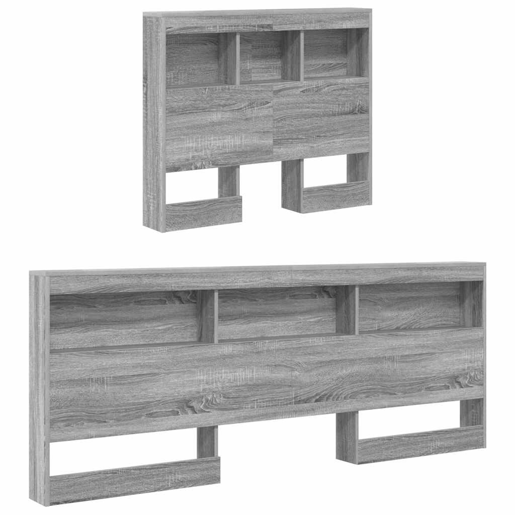 Opberghoofdbord met plank Grijs Sonoma 90 cm Bewerkt hout is nu te koop bij PeponiXL, paradijselijk wonen!