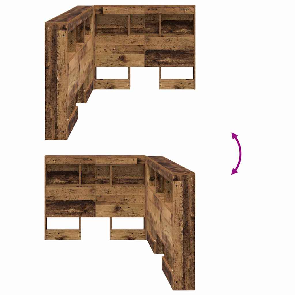 Opberghoofdbord met plank Oud Hout 90 cm Bewerkt hout is nu te koop bij PeponiXL, paradijselijk wonen!