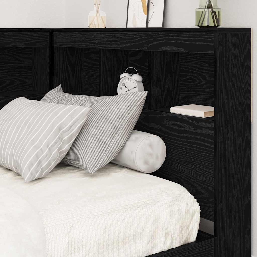 Opberghoofdbord met plank Zwart Eiken 75 cm Bewerkt hout is nu te koop bij PeponiXL, paradijselijk wonen!