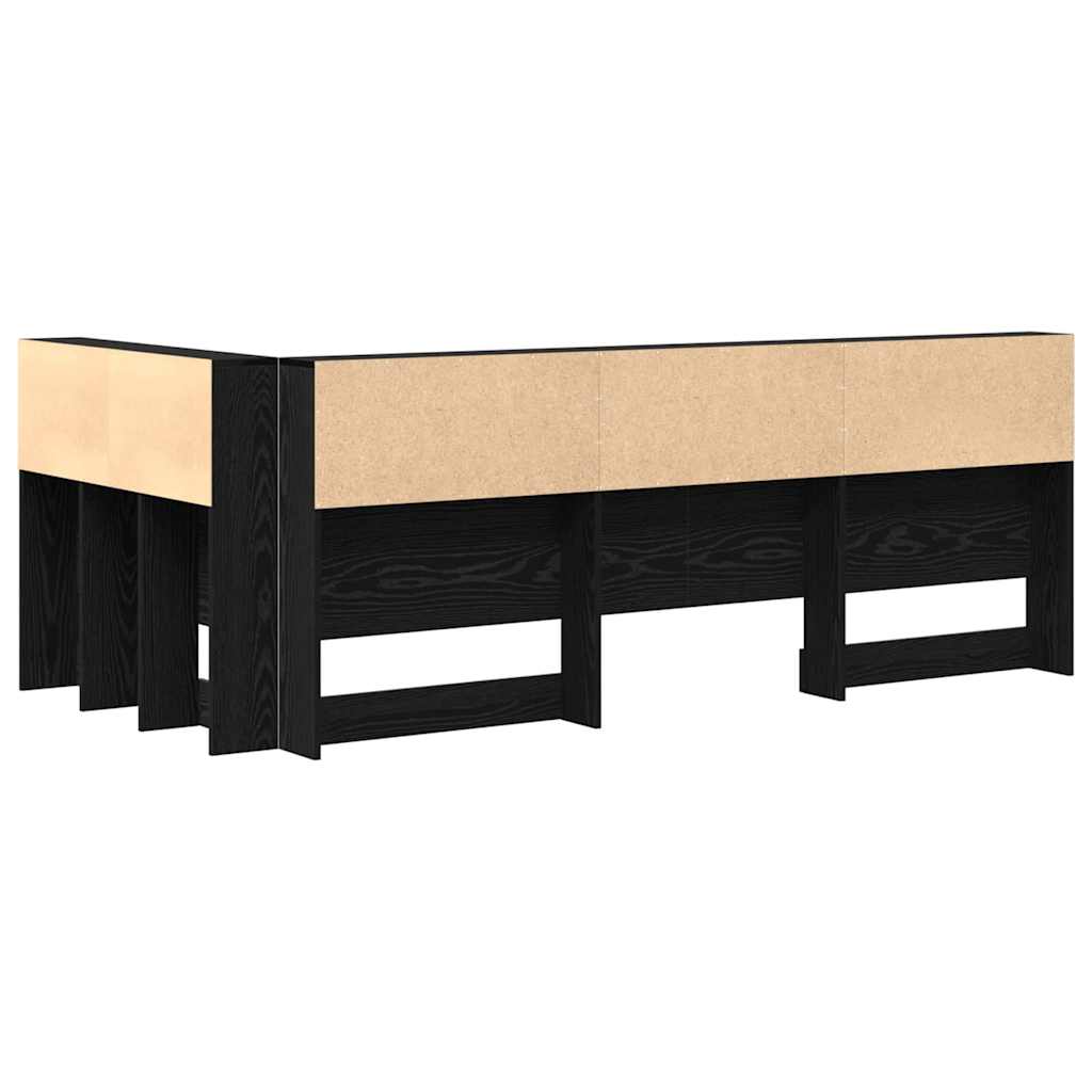 Opberghoofdbord met plank Zwart Eiken 75 cm Bewerkt hout is nu te koop bij PeponiXL, paradijselijk wonen!