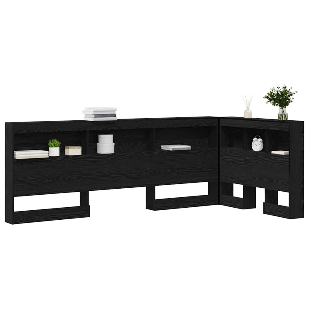 Opberghoofdbord met plank Zwart Eiken 75 cm Bewerkt hout is nu te koop bij PeponiXL, paradijselijk wonen!