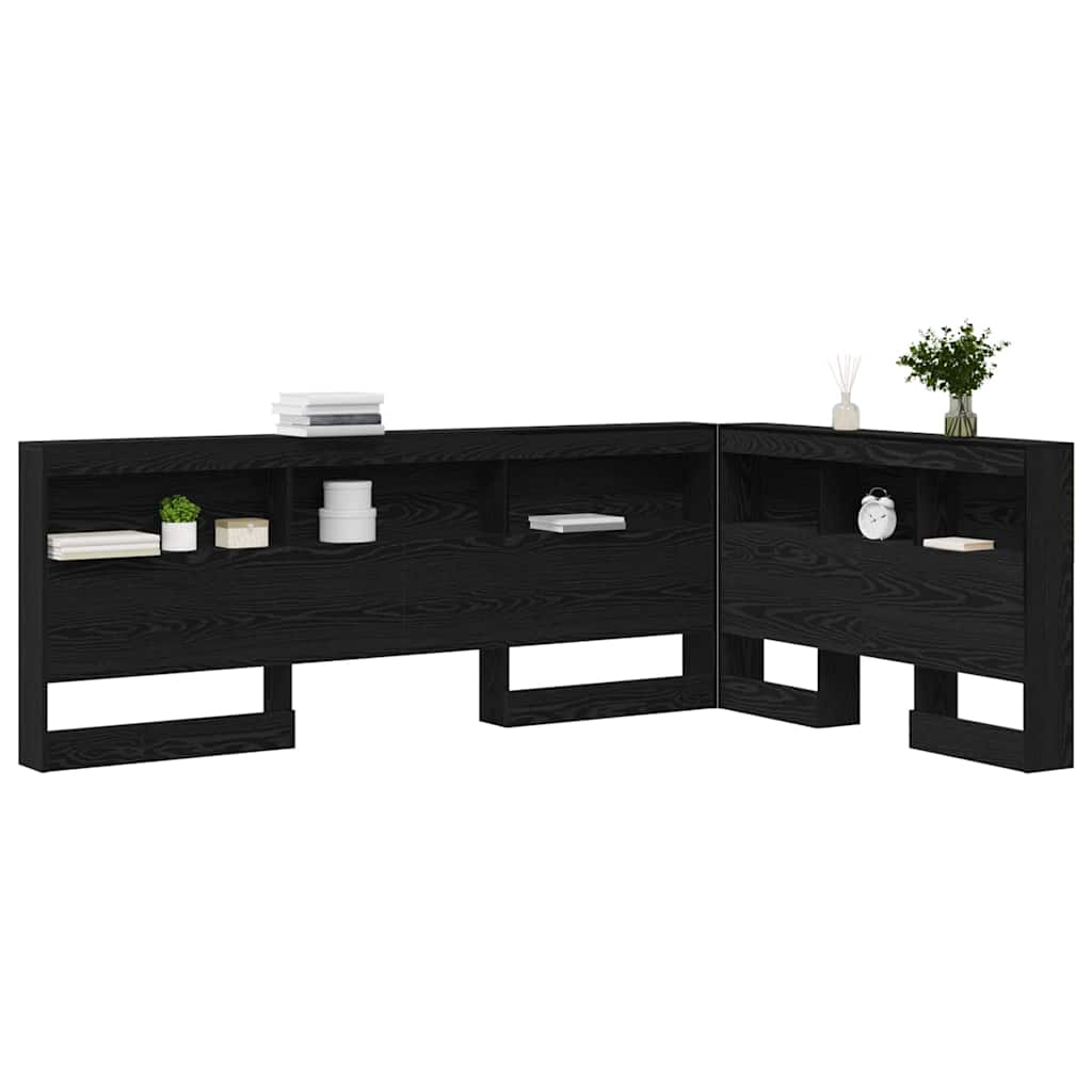 Opberghoofdbord met plank Zwart Eiken 207,5 x 137,5 x 76,5 cm is nu te koop bij PeponiXL, paradijselijk wonen!