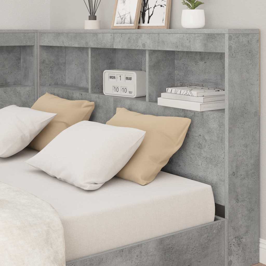 Opberghoofdbord met plank Beton Grijs 207,5 x 137,5 x 76,5 cm is nu te koop bij PeponiXL, paradijselijk wonen!