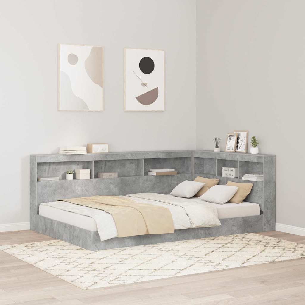 Opberghoofdbord met plank Beton Grijs 207,5 x 137,5 x 76,5 cm is nu te koop bij PeponiXL, paradijselijk wonen!