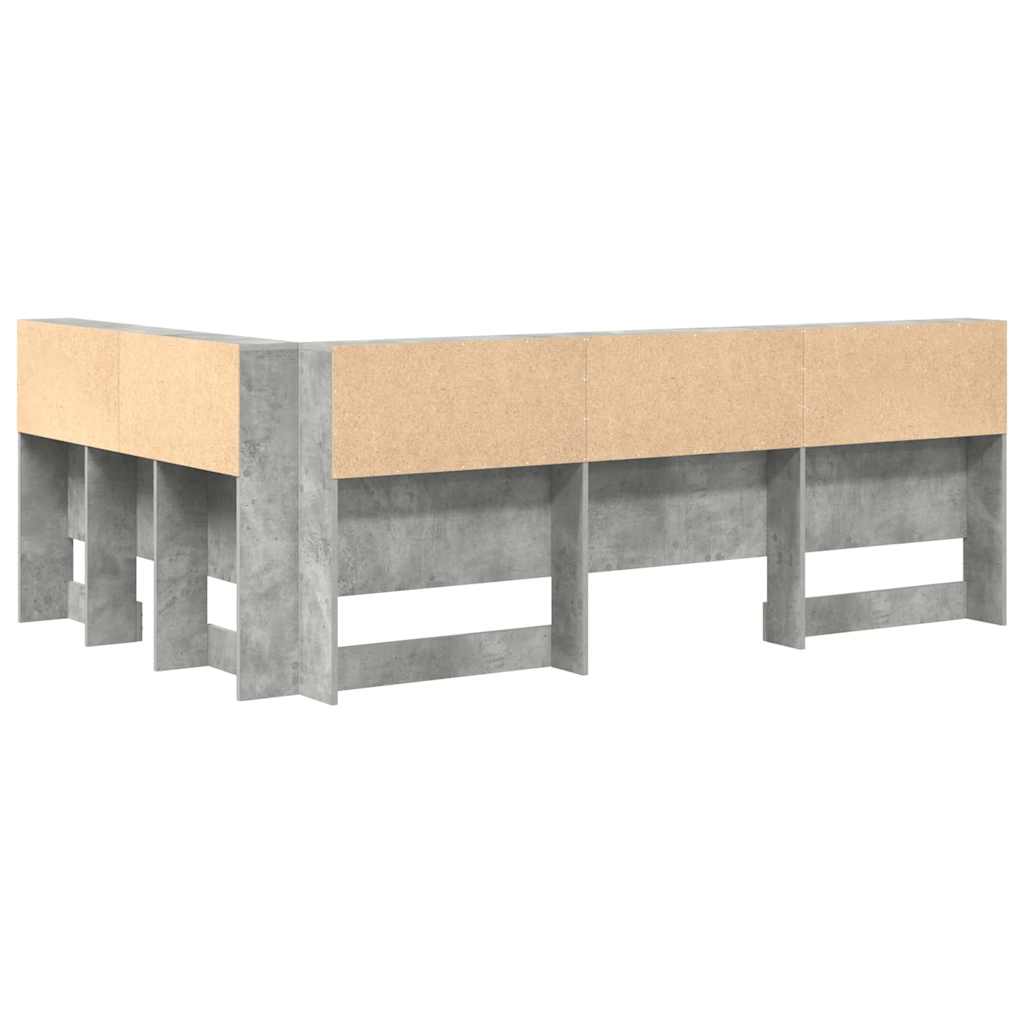 Opberghoofdbord met plank Beton Grijs 207,5 x 137,5 x 76,5 cm is nu te koop bij PeponiXL, paradijselijk wonen!