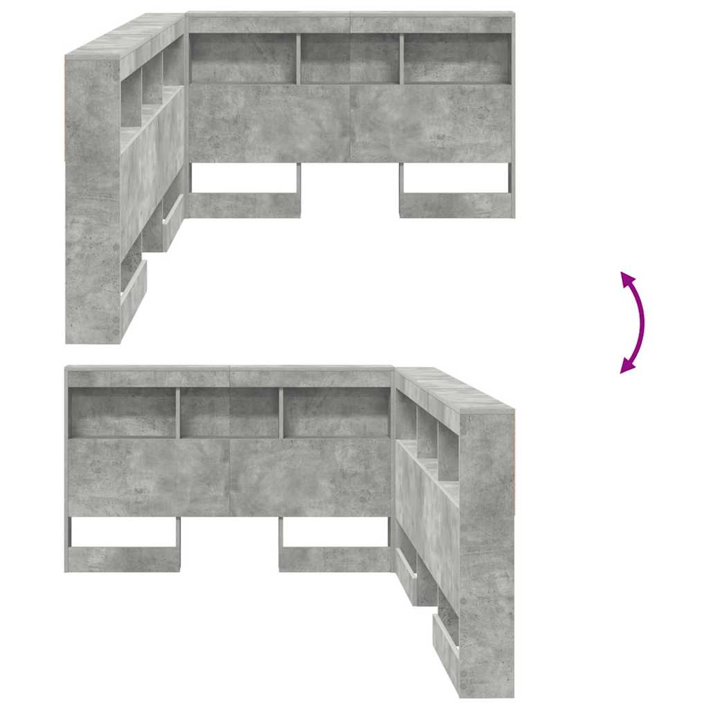 Opberghoofdbord met plank Beton Grijs 207,5 x 137,5 x 76,5 cm is nu te koop bij PeponiXL, paradijselijk wonen!