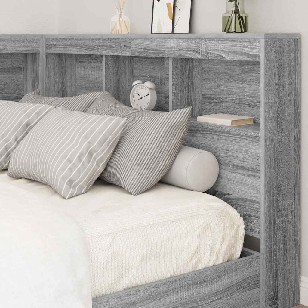 Opberghoofdbord met plank Grijs Sonoma 207,5 x 137,5 x 76,5 cm is nu te koop bij PeponiXL, paradijselijk wonen!