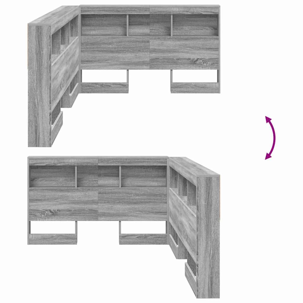 Opberghoofdbord met plank Grijs Sonoma 207,5 x 137,5 x 76,5 cm is nu te koop bij PeponiXL, paradijselijk wonen!