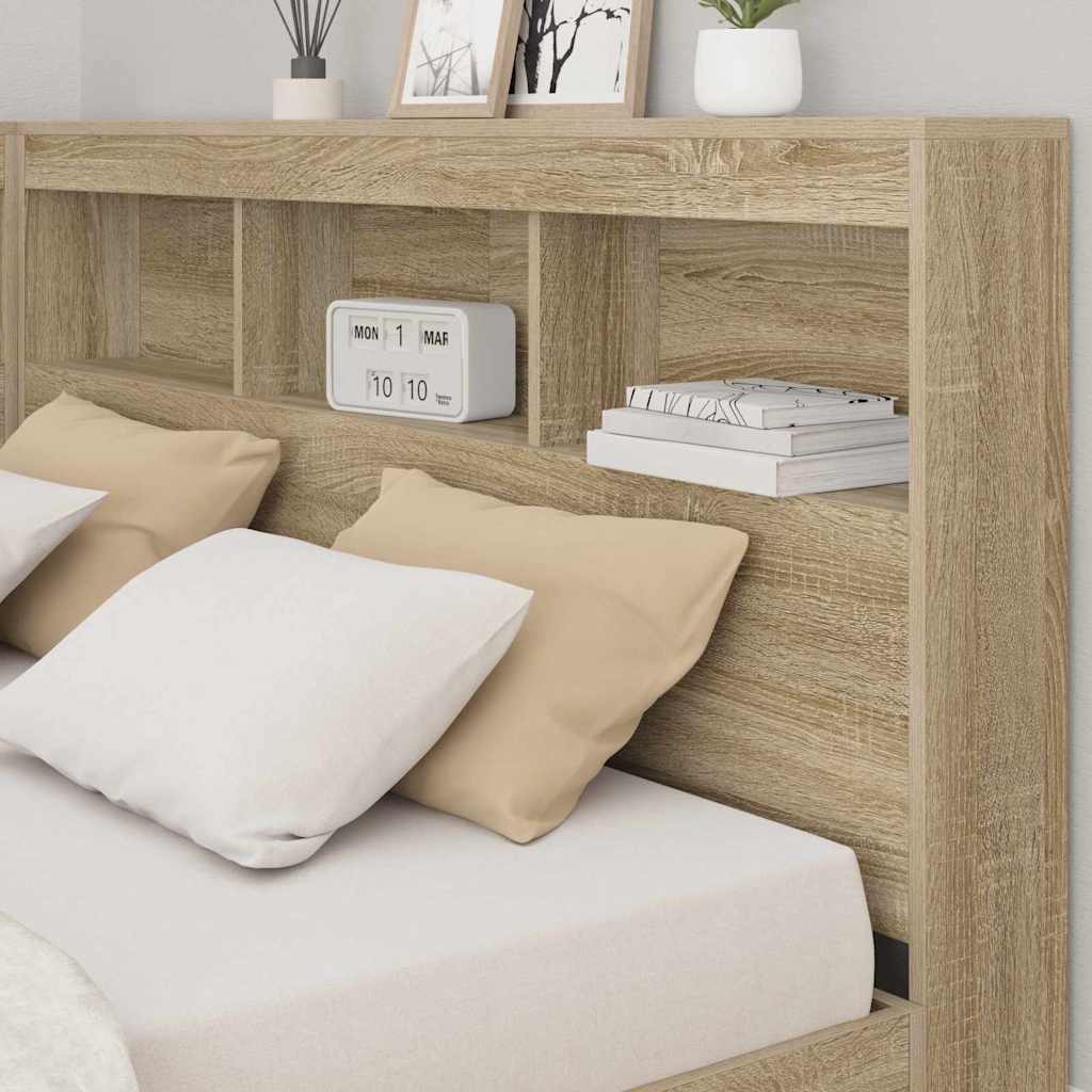 Opberghoofdbord met plank Sonoma Eiken 140 cm Bewerkt hout is nu te koop bij PeponiXL, paradijselijk wonen!