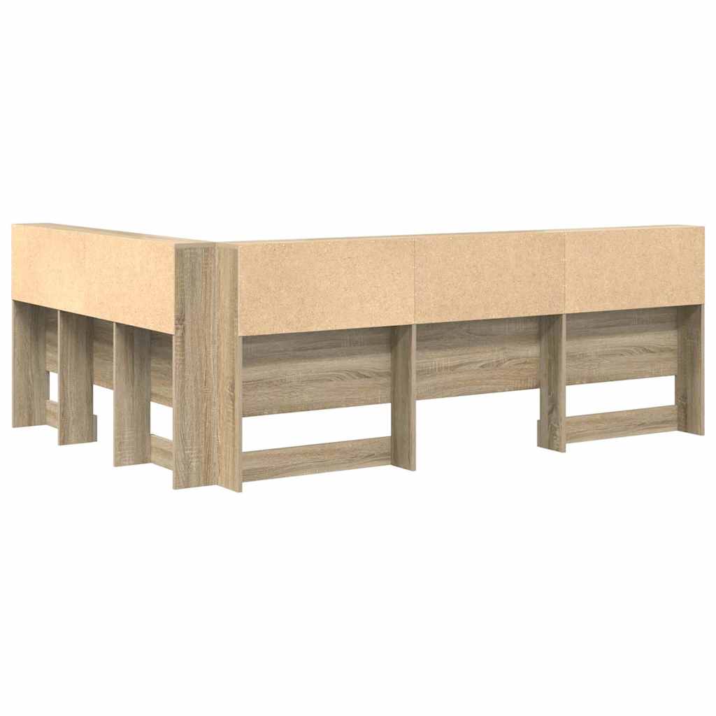 Opberghoofdbord met plank Sonoma Eiken 140 cm Bewerkt hout is nu te koop bij PeponiXL, paradijselijk wonen!